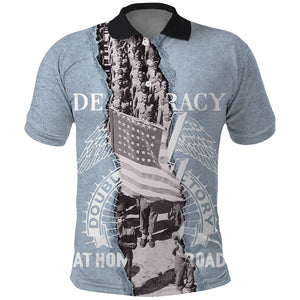 Double V Campaign American Democracy Polo Shirt Military Buffalo Soldiers World War II Heritage Art