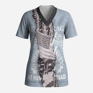Double V Campaign American Democracy Scrub Top Military Buffalo Soldiers World War II Heritage Art