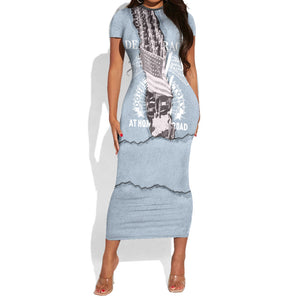 Double V Campaign American Democracy Short Sleeve Bodycon Dress Military Buffalo Soldiers World War II Heritage Art