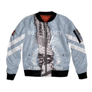 Double V Campaign American Democracy Sleeve Zip Bomber Jacket Military Buffalo Soldiers World War II Heritage Art