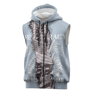 Double V Campaign American Democracy Sleeveless Zip Hoodie Military Buffalo Soldiers World War II Heritage Art