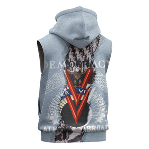 Double V Campaign American Democracy Sleeveless Zip Hoodie Military Buffalo Soldiers World War II Heritage Art