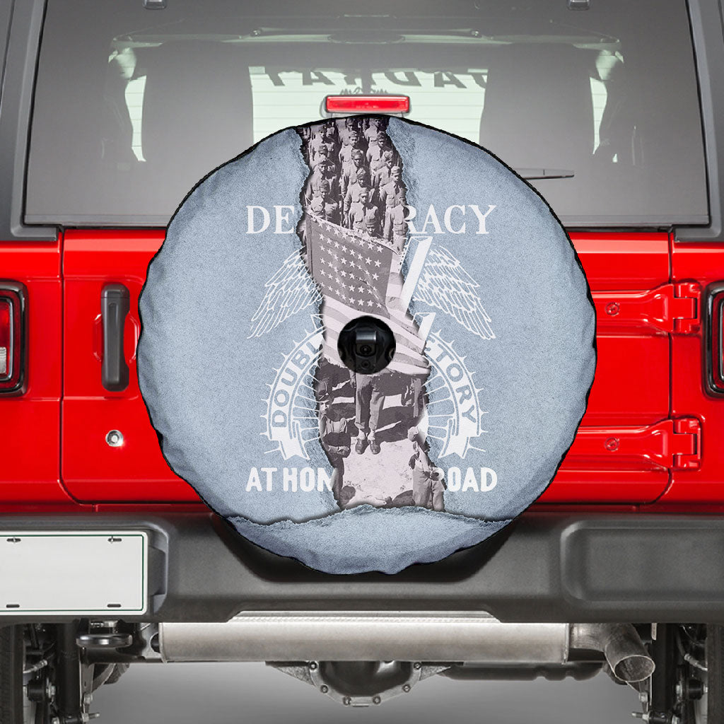 Double V Campaign American Democracy Spare Tire Cover Military Buffalo Soldiers World War II Heritage Art