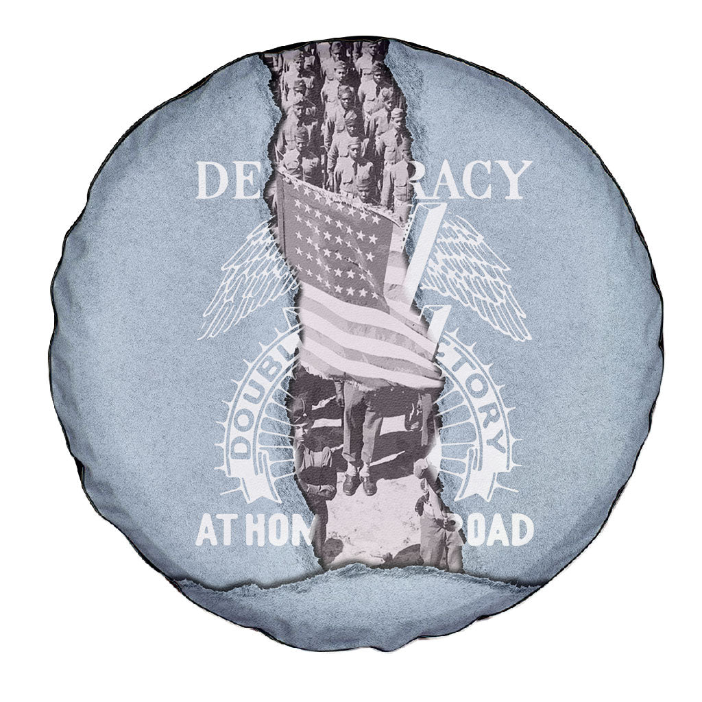 Double V Campaign American Democracy Spare Tire Cover Military Buffalo Soldiers World War II Heritage Art