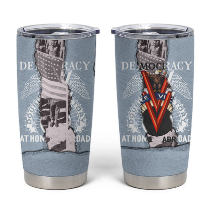 Double V Campaign American Democracy Tumbler Cup Military Buffalo Soldiers World War II Heritage Art