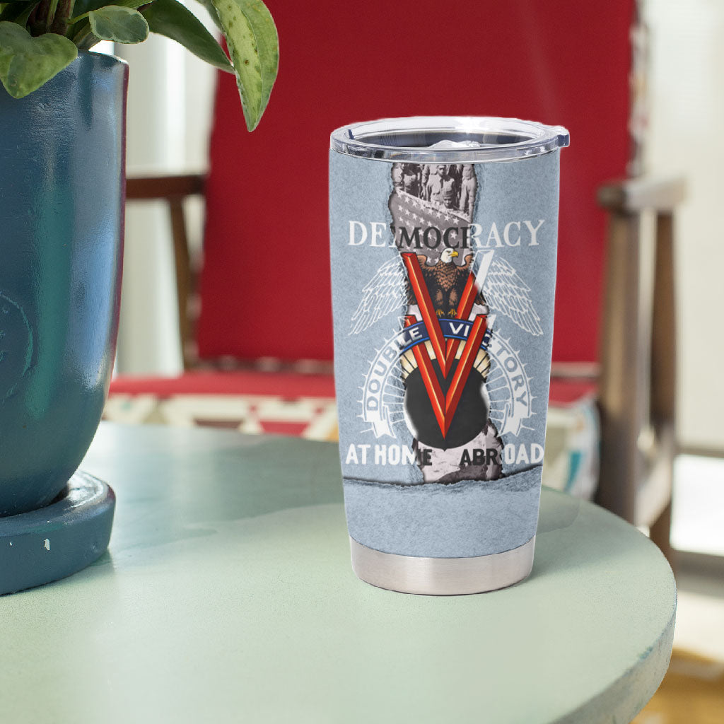 Double V Campaign American Democracy Tumbler Cup Military Buffalo Soldiers World War II Heritage Art