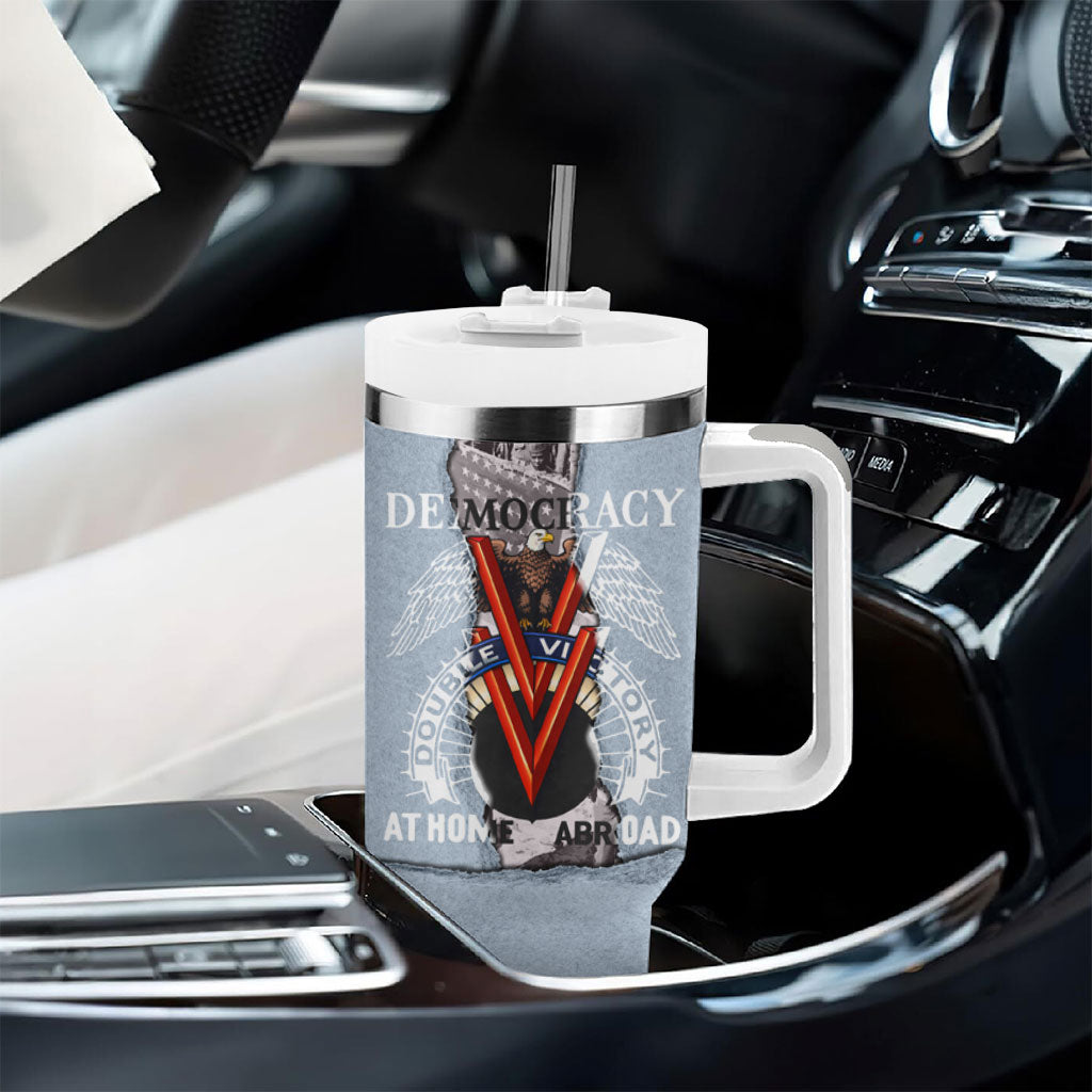 Double V Campaign American Democracy Tumbler With Handle Military Buffalo Soldiers World War II Heritage Art