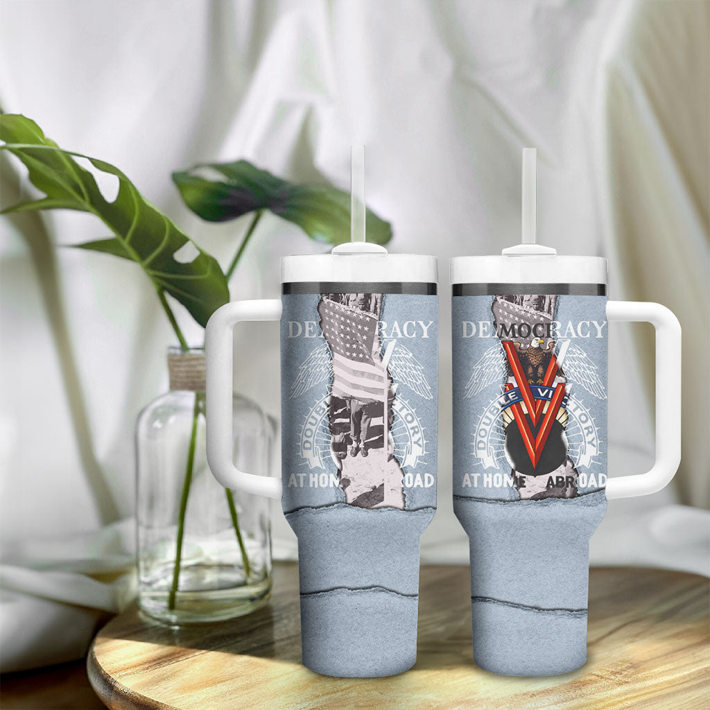 Double V Campaign American Democracy Tumbler With Handle Military Buffalo Soldiers World War II Heritage Art