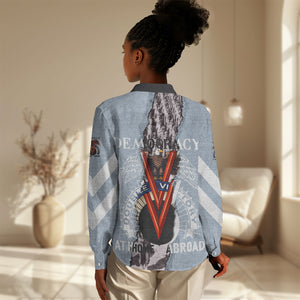 Double V Campaign American Democracy Women Casual Shirt Military Buffalo Soldiers World War II Heritage Art
