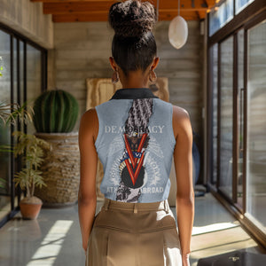 Double V Campaign American Democracy Women Sleeveless Polo Shirt Military Buffalo Soldiers World War II Heritage Art