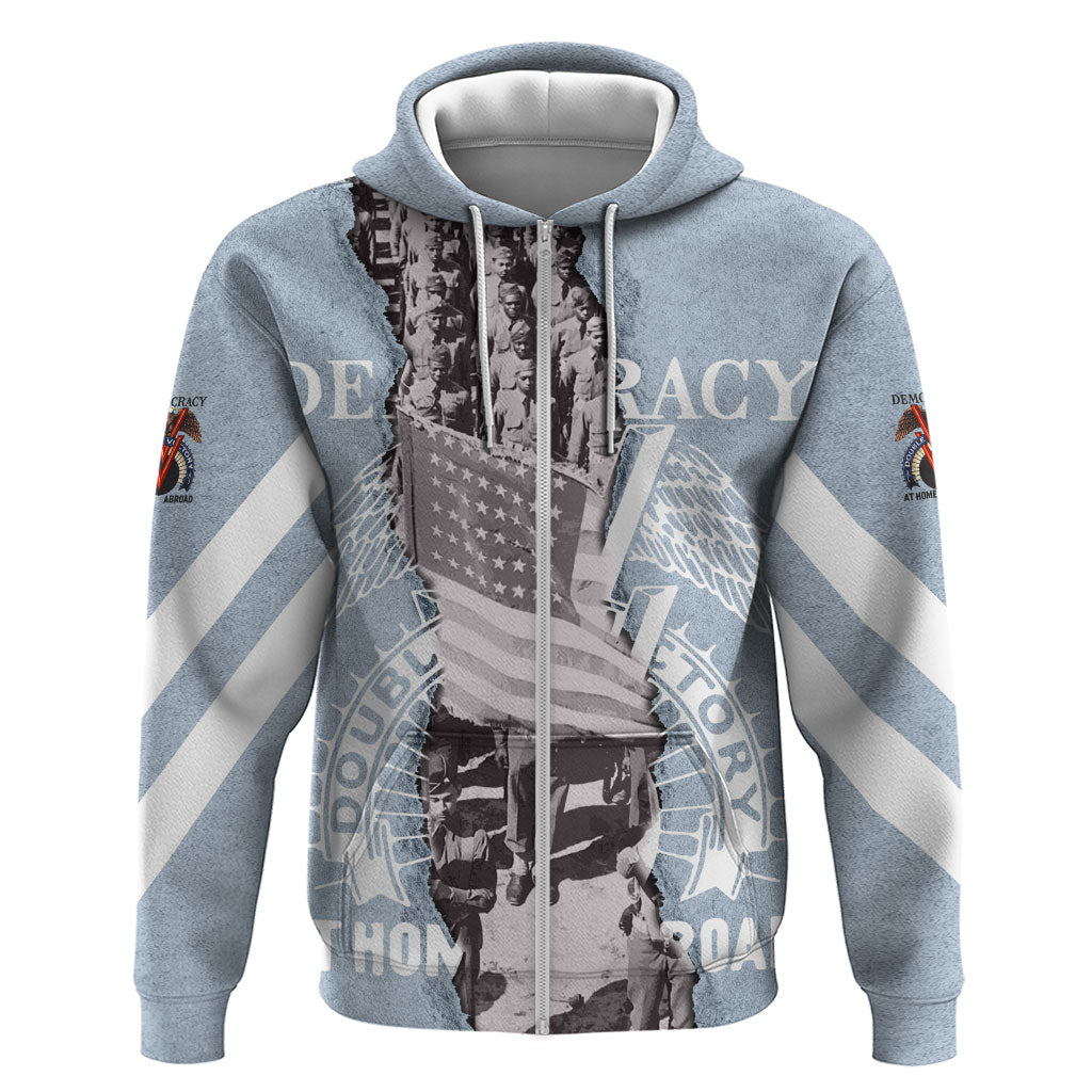 Double V Campaign American Democracy Zip Hoodie Military Buffalo Soldiers World War II Heritage Art