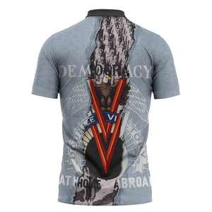 Double V Campaign American Democracy Zipper Polo Shirt Military Buffalo Soldiers World War II Heritage Art