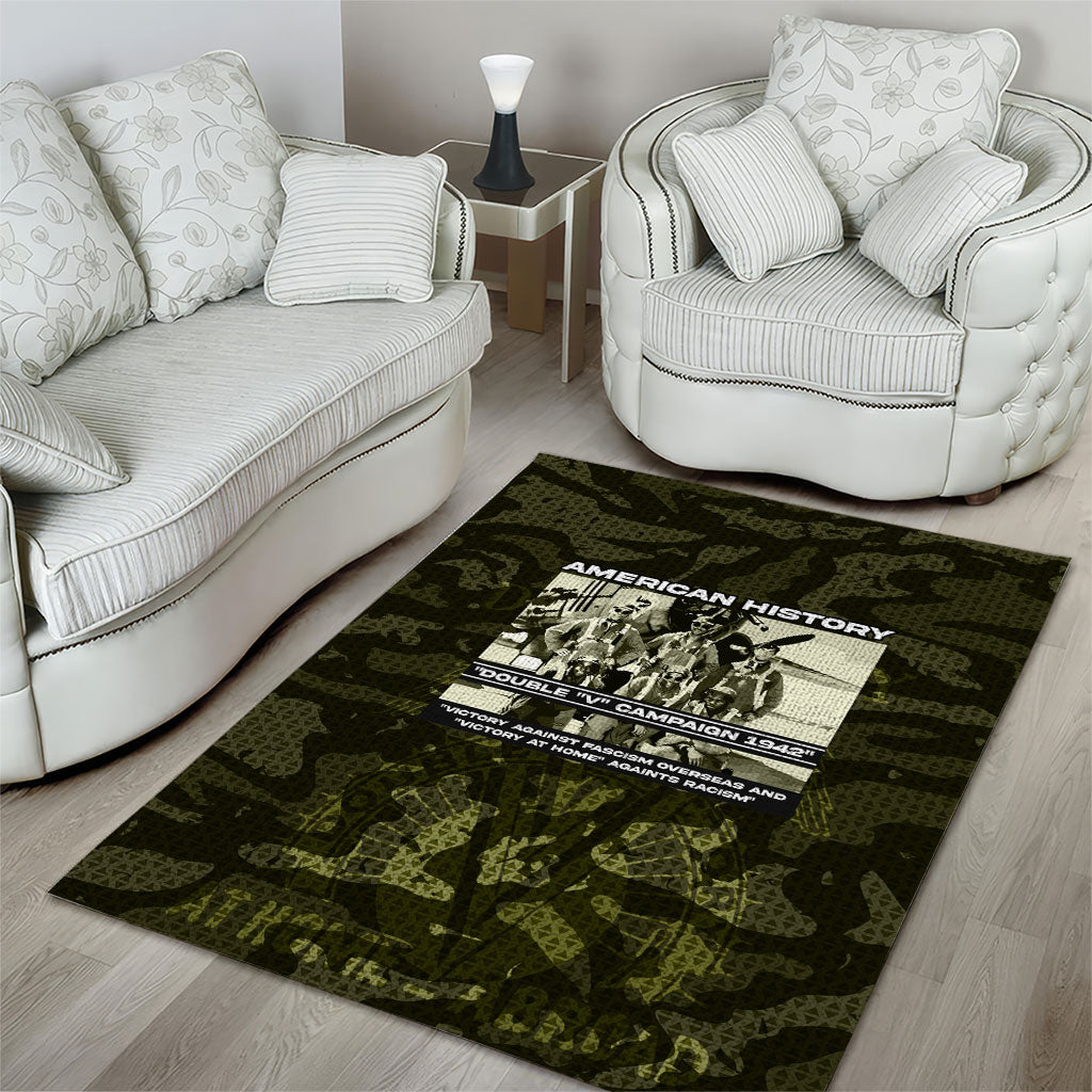 Double V Campaign American History 1942 Area Rug Military Camouflage Tuskegee Airmen World War II