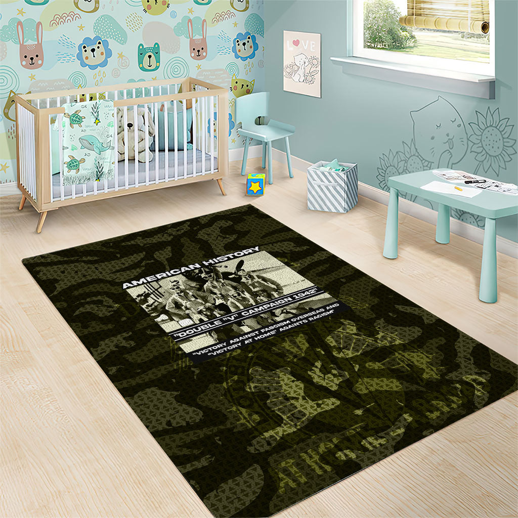 Double V Campaign American History 1942 Area Rug Military Camouflage Tuskegee Airmen World War II