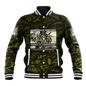 Double V Campaign American History 1942 Baseball Jacket Military Camouflage Tuskegee Airmen World War II