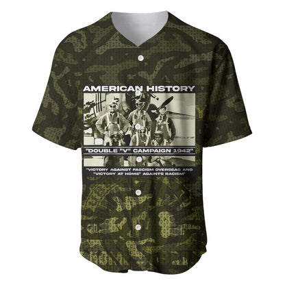 Double V Campaign American History 1942 Baseball Jersey Military Camouflage Tuskegee Airmen World War II