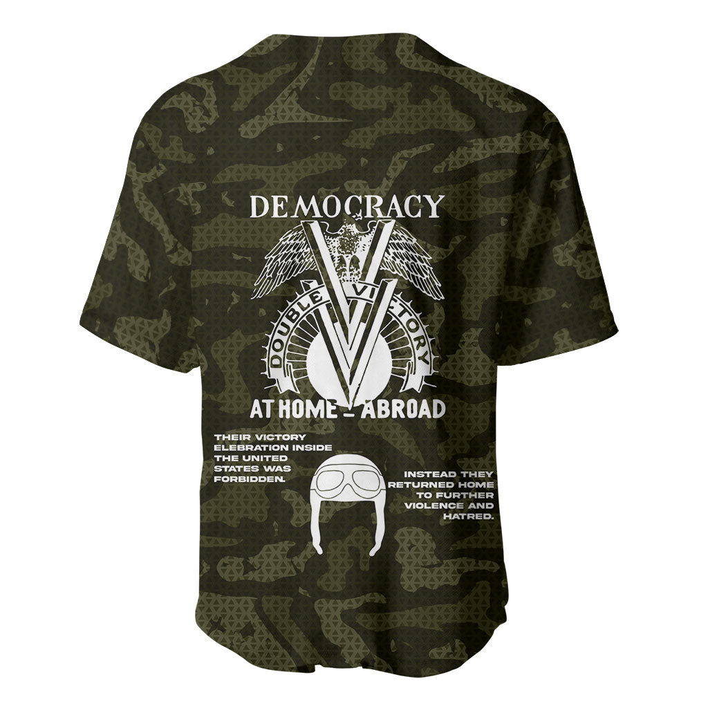 Double V Campaign American History 1942 Baseball Jersey Military Camouflage Tuskegee Airmen World War II