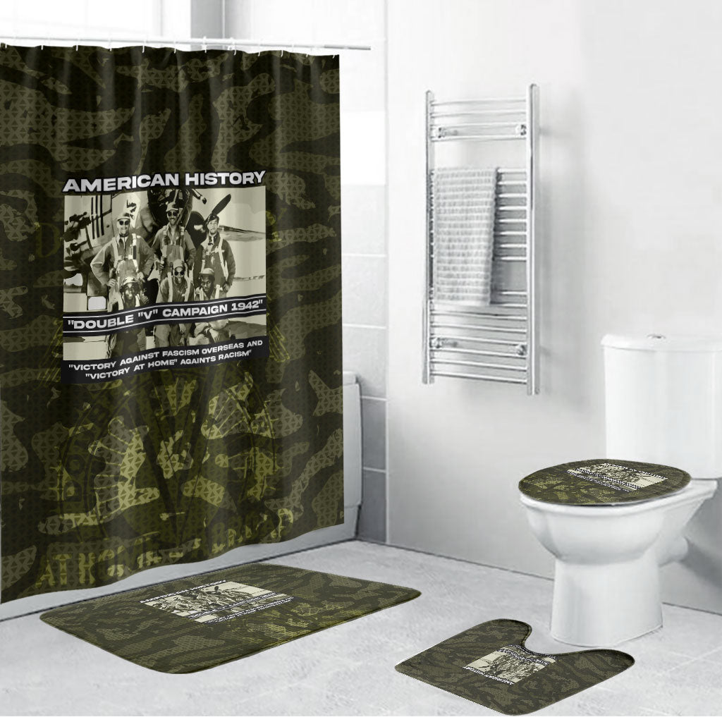 Double V Campaign American History 1942 Bathroom Set Military Camouflage Tuskegee Airmen World War II
