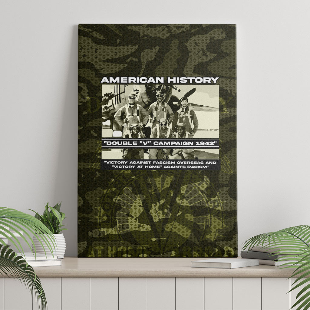 Double V Campaign American History 1942 Canvas Wall Art Military Camouflage Tuskegee Airmen World War II