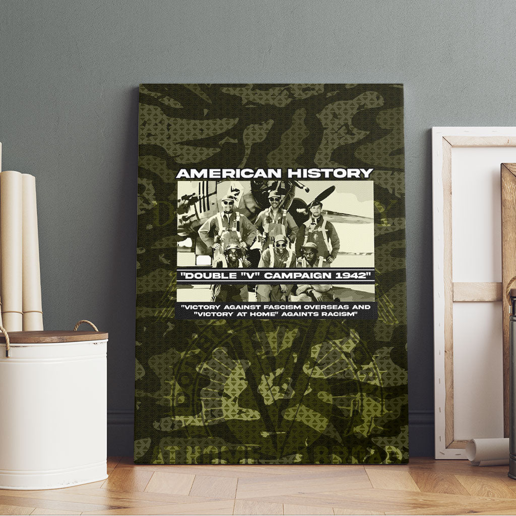Double V Campaign American History 1942 Canvas Wall Art Military Camouflage Tuskegee Airmen World War II
