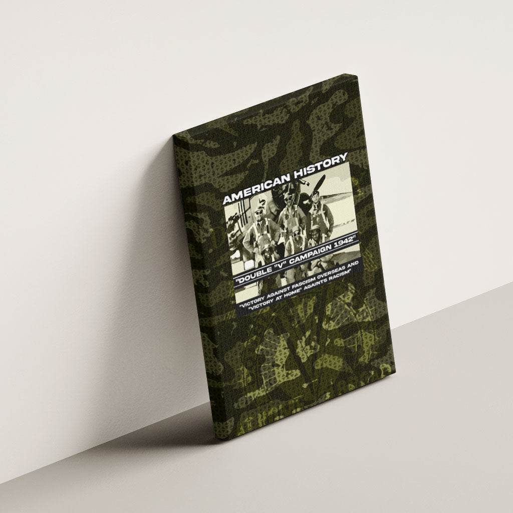 Double V Campaign American History 1942 Canvas Wall Art Military Camouflage Tuskegee Airmen World War II