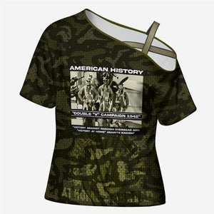 Double V Campaign American History 1942 Cross Shoulder Shirt Military Camouflage Tuskegee Airmen World War II