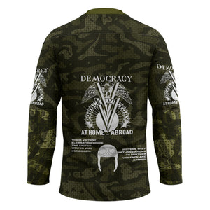 Double V Campaign American History 1942 Hockey Jersey Military Camouflage Tuskegee Airmen World War II