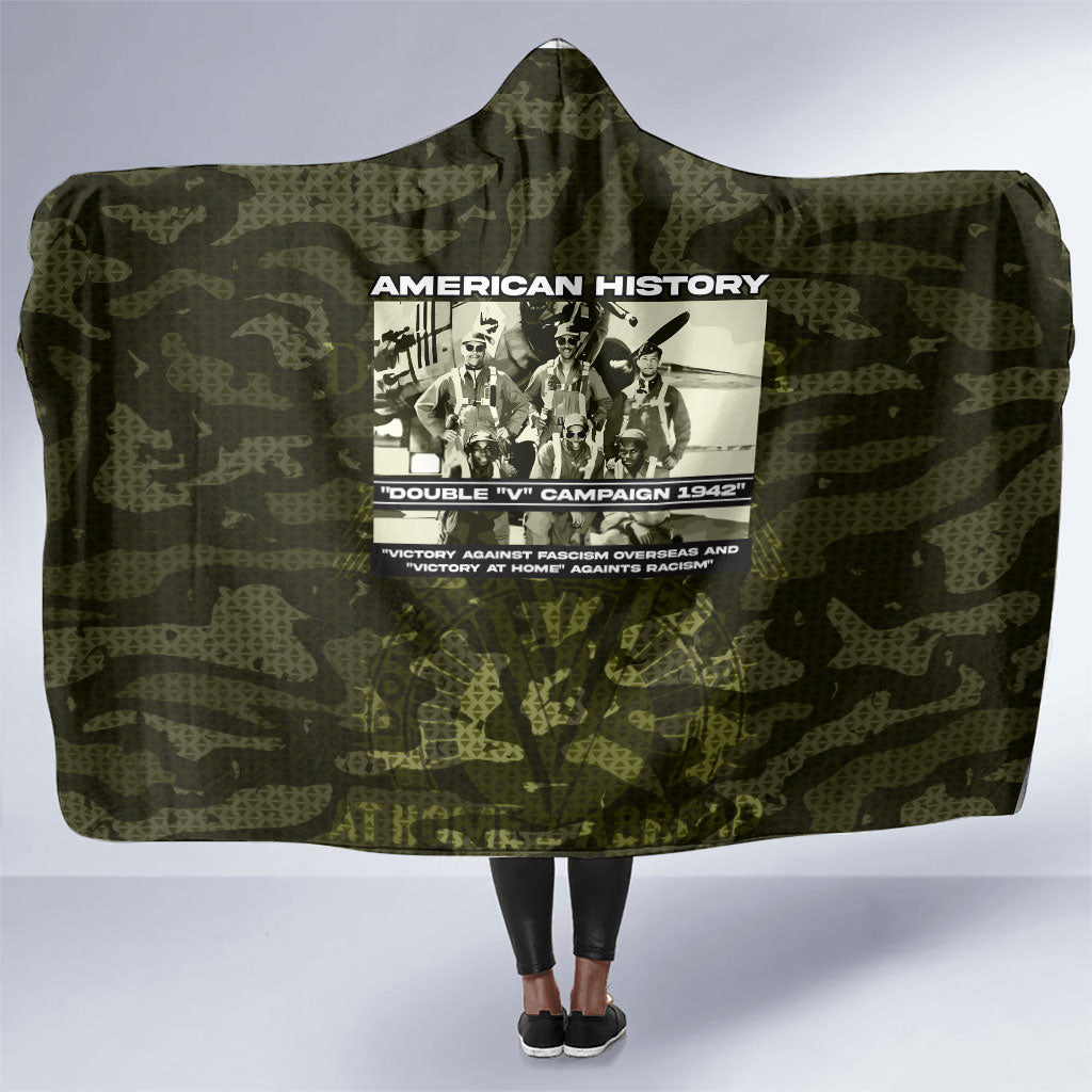 Double V Campaign American History 1942 Hooded Blanket Military Camouflage Tuskegee Airmen World War II