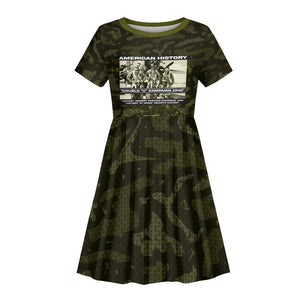 Double V Campaign American History 1942 Kid Short Sleeve Dress Military Camouflage Tuskegee Airmen World War II