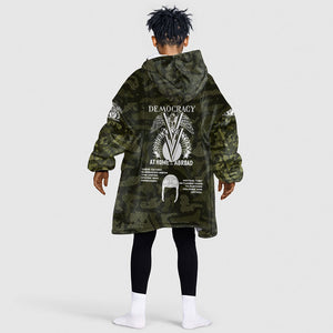 Double V Campaign American History 1942 Kid Wearable Blanket Hoodie Military Camouflage Tuskegee Airmen World War II