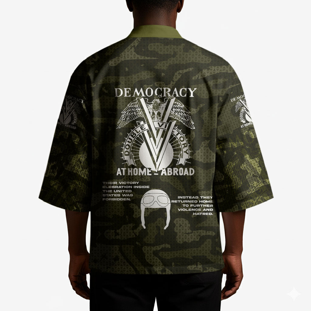 Double V Campaign American History 1942 Kimono Military Camouflage Tuskegee Airmen World War II