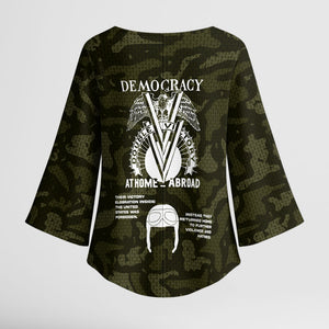 Double V Campaign American History 1942 Kimono Sleeve Blouse Military Camouflage Tuskegee Airmen World War II