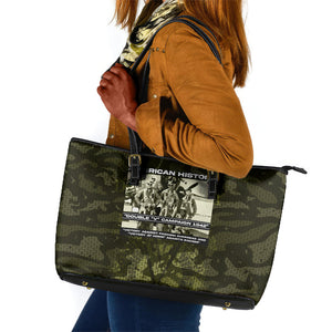 Double V Campaign American History 1942 Leather Tote Bag Military Camouflage Tuskegee Airmen World War II