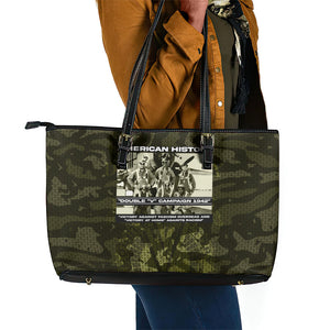 Double V Campaign American History 1942 Leather Tote Bag Military Camouflage Tuskegee Airmen World War II