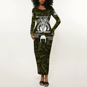 Double V Campaign American History 1942 Long Sleeve Bodycon Dress Military Camouflage Tuskegee Airmen World War II