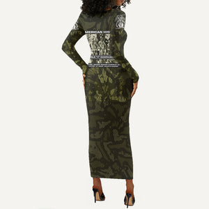 Double V Campaign American History 1942 Long Sleeve Bodycon Dress Military Camouflage Tuskegee Airmen World War II