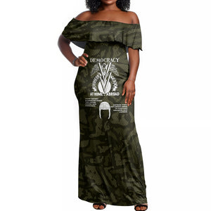 Double V Campaign American History 1942 Off Shoulder Maxi Dress Military Camouflage Tuskegee Airmen World War II