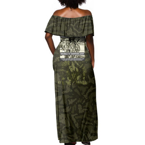 Double V Campaign American History 1942 Off Shoulder Maxi Dress Military Camouflage Tuskegee Airmen World War II
