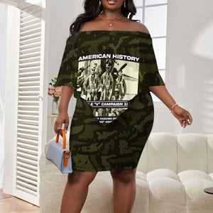 Double V Campaign American History 1942 Off Shoulder Short Dress Military Camouflage Tuskegee Airmen World War II