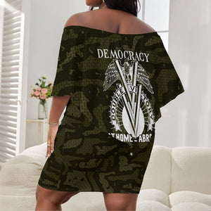 Double V Campaign American History 1942 Off Shoulder Short Dress Military Camouflage Tuskegee Airmen World War II