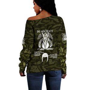 Double V Campaign American History 1942 Off Shoulder Sweater Military Camouflage Tuskegee Airmen World War II