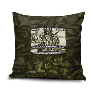 Double V Campaign American History 1942 Pillow Cover Military Camouflage Tuskegee Airmen World War II