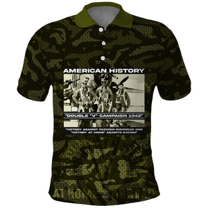 Double V Campaign American History 1942 Polo Shirt Military Camouflage Tuskegee Airmen World War II