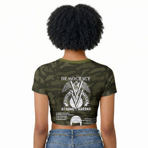 Double V Campaign American History 1942 Raglan Cropped T shirt Military Camouflage Tuskegee Airmen World War II