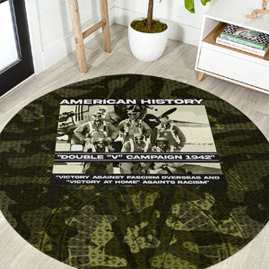 Double V Campaign American History 1942 Round Carpet Military Camouflage Tuskegee Airmen World War II