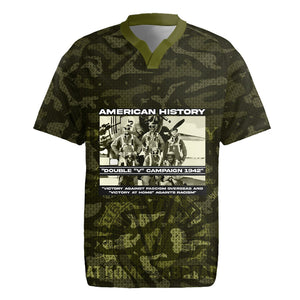 Double V Campaign American History 1942 Rugby Jersey Military Camouflage Tuskegee Airmen World War II