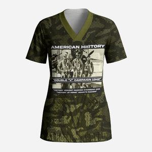 Double V Campaign American History 1942 Scrub Top Military Camouflage Tuskegee Airmen World War II