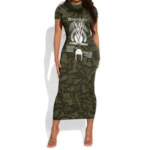 Double V Campaign American History 1942 Short Sleeve Bodycon Dress Military Camouflage Tuskegee Airmen World War II
