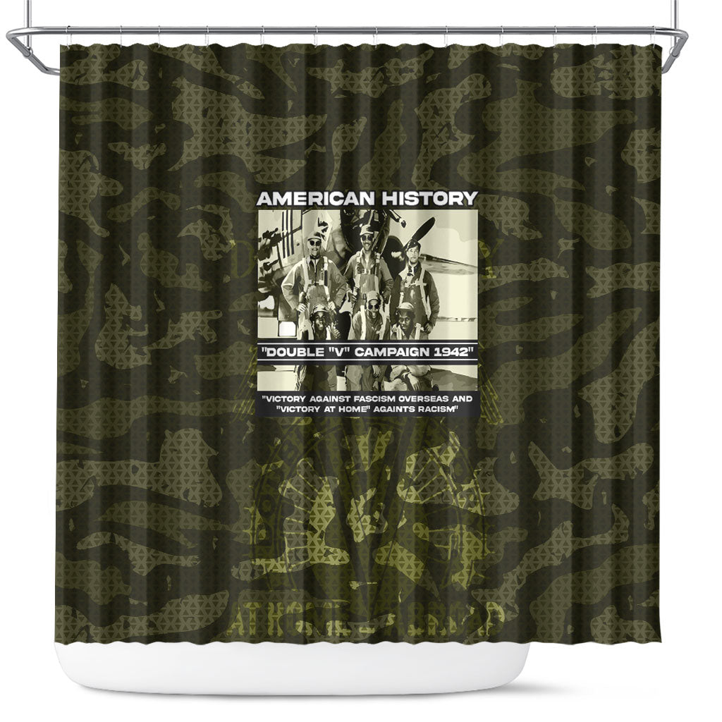 Double V Campaign American History 1942 Shower Curtain Military Camouflage Tuskegee Airmen World War II