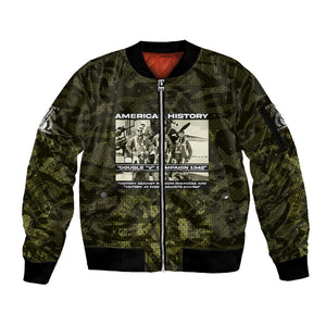 Double V Campaign American History 1942 Sleeve Zip Bomber Jacket Military Camouflage Tuskegee Airmen World War II
